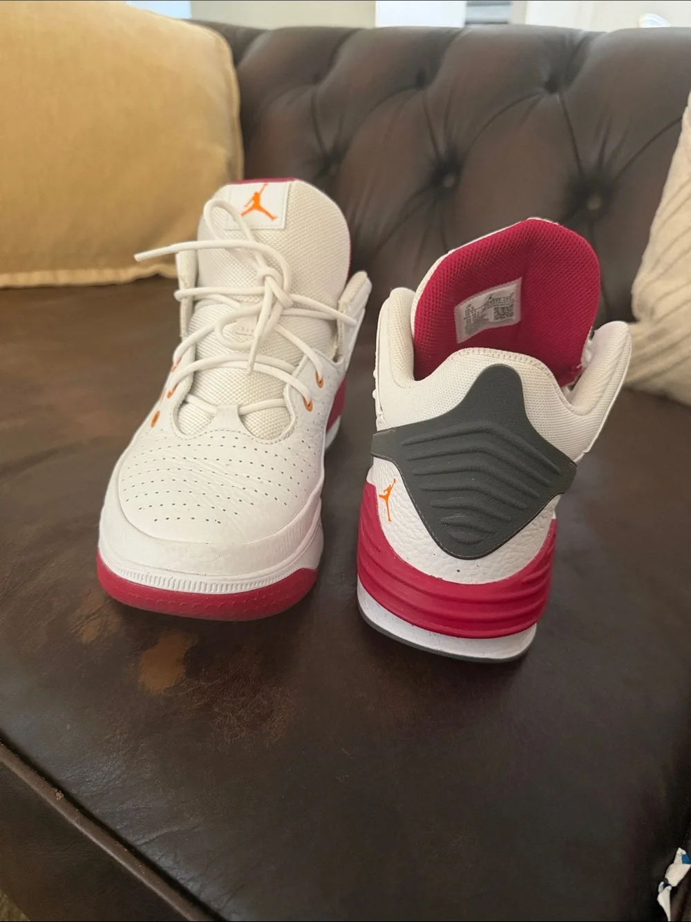 Jordan Low-Top Sneakers in White with Pink & Orange Accents